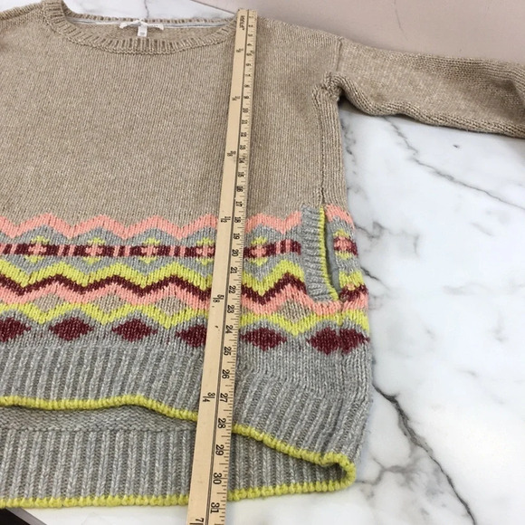 Victoria's Secret Sweater Womens Small Cream Yellow Heavy‎ Knit Tunic Fair Isle - Picture 14 of 15